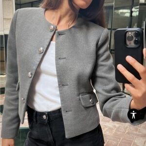 Zara NWT metal button gray blazer